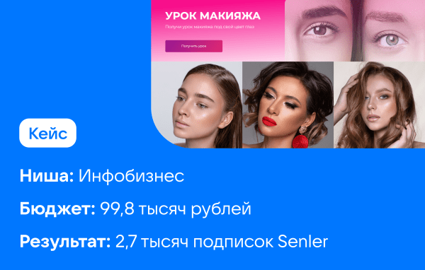 
                    Кейс рекламы онлайн-курсов макияжа: 2700 подписок в ВК для селебрити из Инстаграм*            