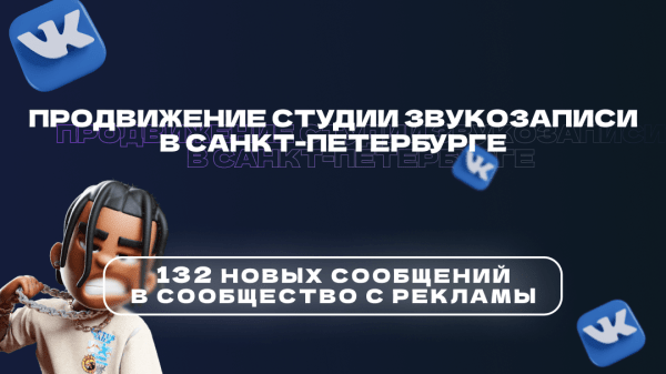 
                    Кейс ВК: продвижение студии звукозаписи в СПб. Новые сообщения в группу по 260₽            