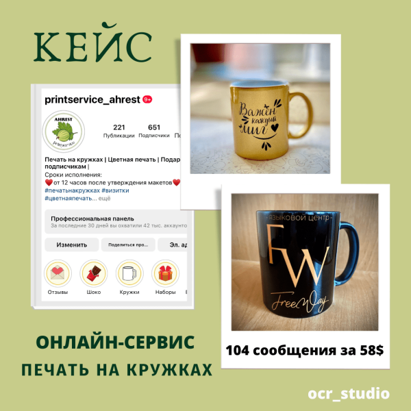 
                    Кейс по таргету: онлайн-сервис "печать на кружках" в Беларуси. Как в несезон увеличили продажи в три раза            